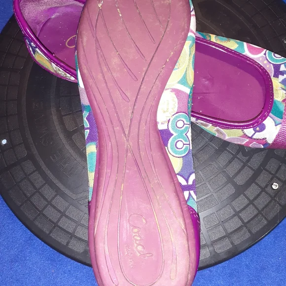 Coach Cecile Signature Cap Toe Purple Leather & Fab. Ballet Flat Shoes Sz.8B-US - Picture 8 of 9